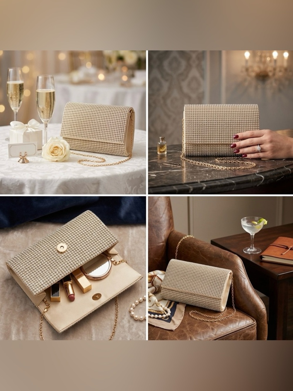 Saks Fifth Avenue Red | Gold & Pave Crystal Evening Bag